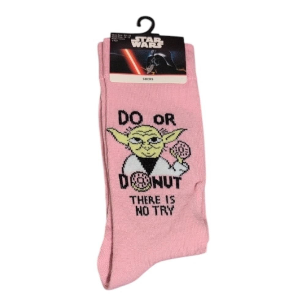 Disney Star Wars Pink "Do Or Donut" Yoda Socks